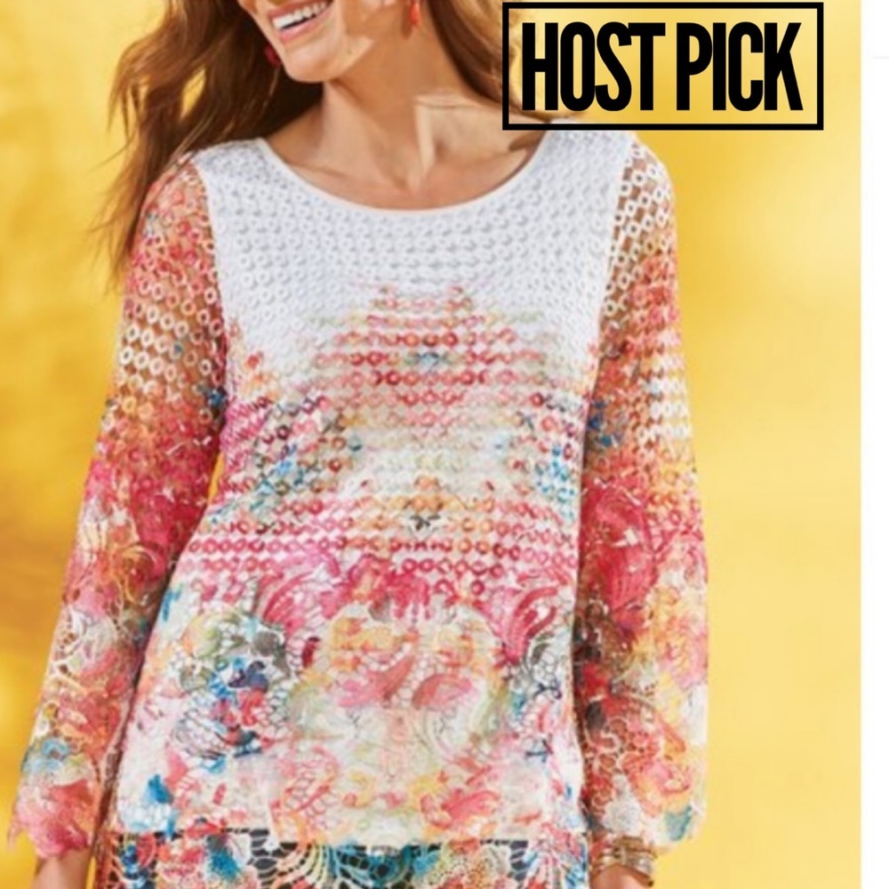 68. 🎉HP🎉 Soft Surroundings Flores Tunic in Floral Ombré, Size Petite X Small